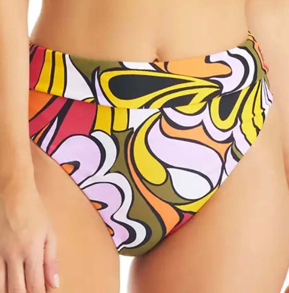 Bar III Vibe Check Banded High Waist Bikini Bottom M NWT
